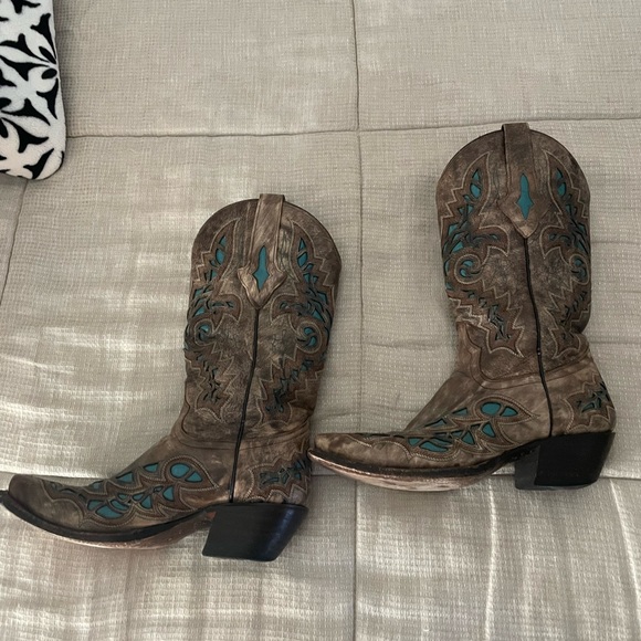 Resistol Western Cowboy Boots - Brown and Turquoise - Picture 4 of 7